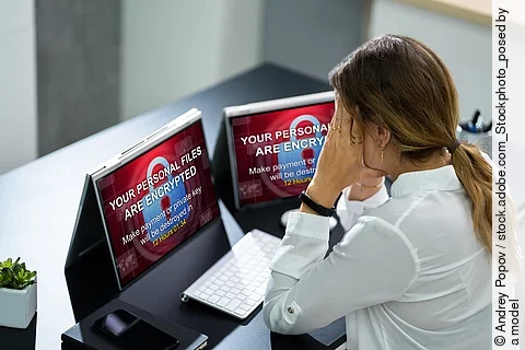 Ransomware Malware Attack. Business Computer Hacked