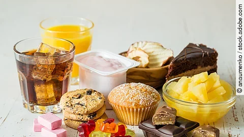 Selection of food high in sugar