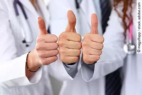 Group of doctor hands show OK or confirm sign