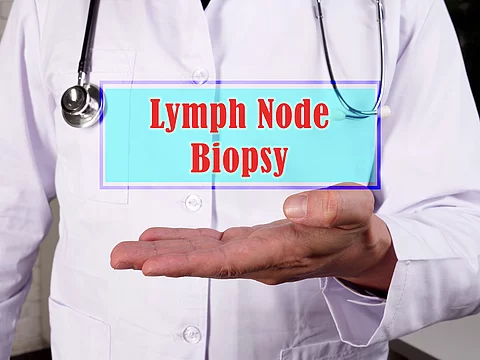 Medical concept meaning Lymph Node Biopsy with sign on the piece of paper.