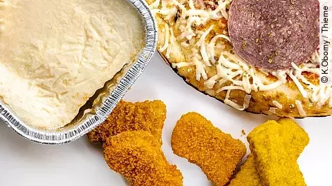 Stark verarbeitete Lebensmittel: Pizza, Lasagne, Fischstäbchen, Hähnchen-Nuggets