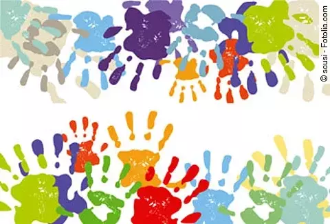 bunte Kinderhandabdrücke