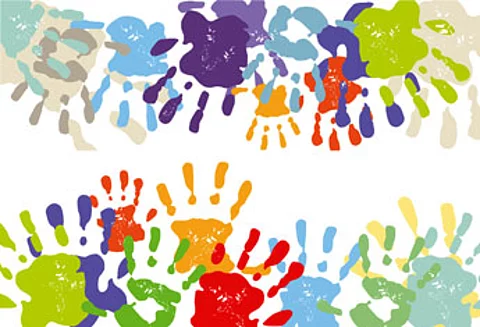 bunte Kinderhandabdrücke