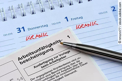 Arbeitsunfähigkeitsbescheinigung, Krankmeldung, Kalender, Krankheit, Arzt, Arbeitgeber
