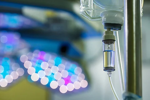 IV drip hanging on a pole in hospital