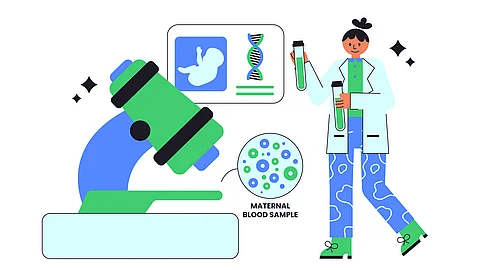 Flat vector illustration of non-invasive prenatal testing using cell-free fetal DNA